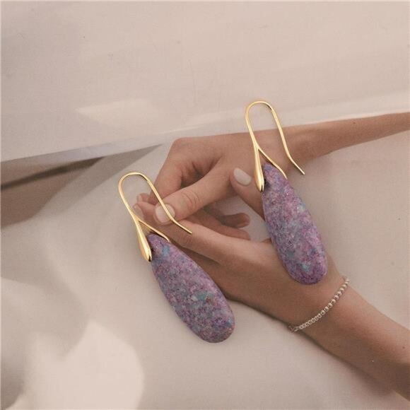 Emperor Stone Teardrop Earrings – Unique Natural Stone, Dazzling - Picture 4 of 4